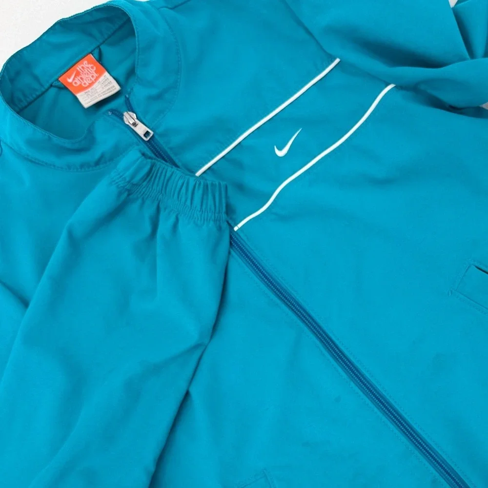 Nike Athletc Dept. Track Jacket Women Med Teal Blue Piping Athletic Y2K Vintage